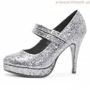 Ellie Glitter silver high heels. Size 11